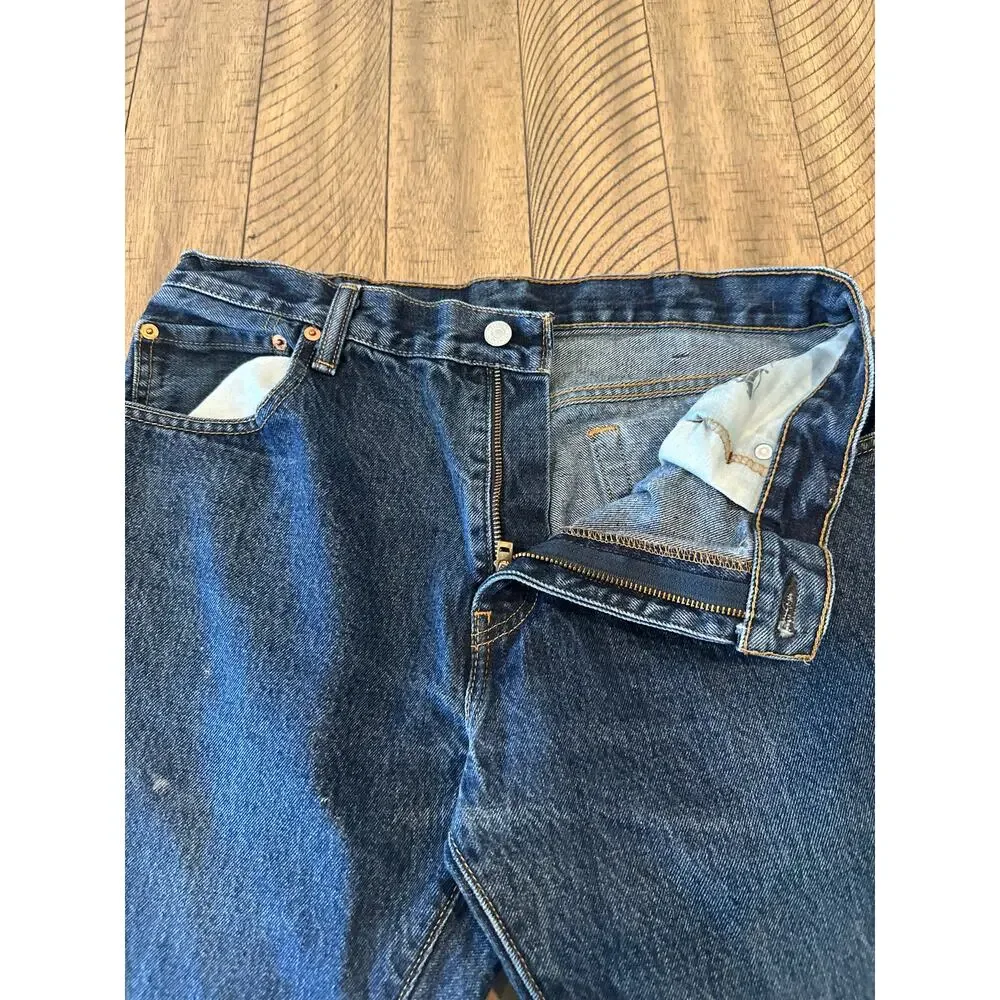 Levi's 517 Boot Cut Jeans Men's 34x36 Dark Wash Denim Distressed Hems